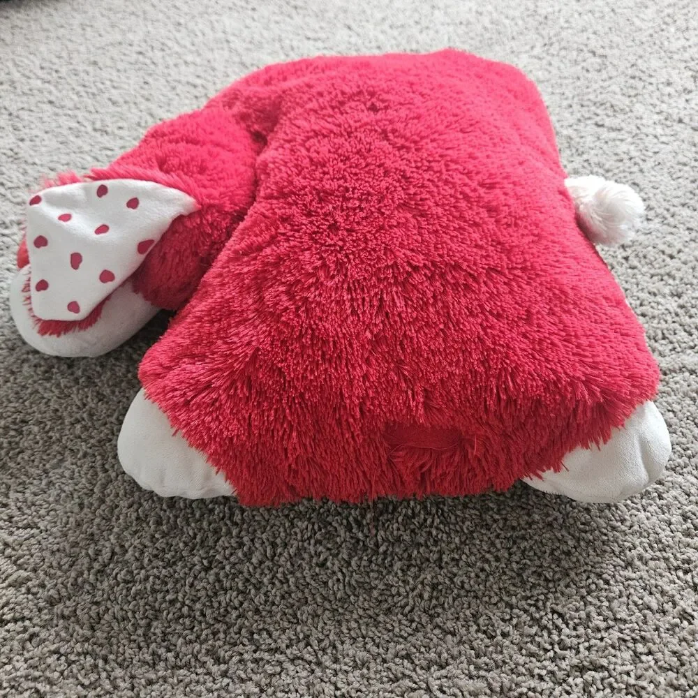 Pillow Pets Valentine Red Plush Fluffy Puppy Dog With Heart Nose Large 2010 19
